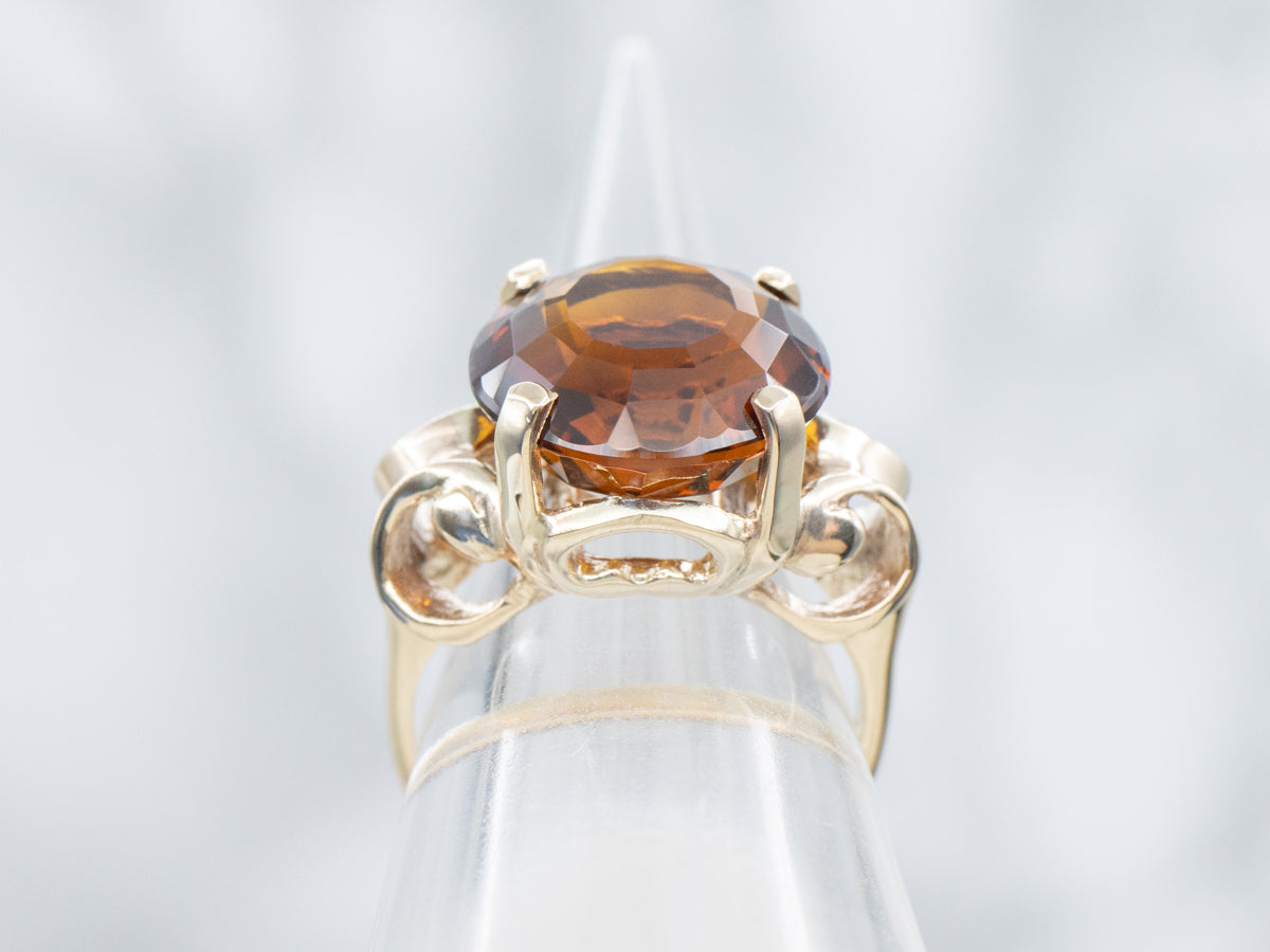 Deeply Saturated Citrine and Gold Ring