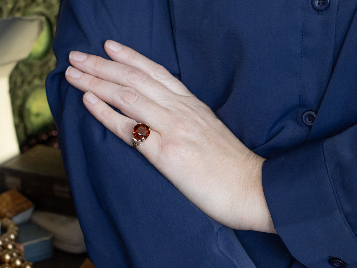 Deeply Saturated Citrine and Gold Ring