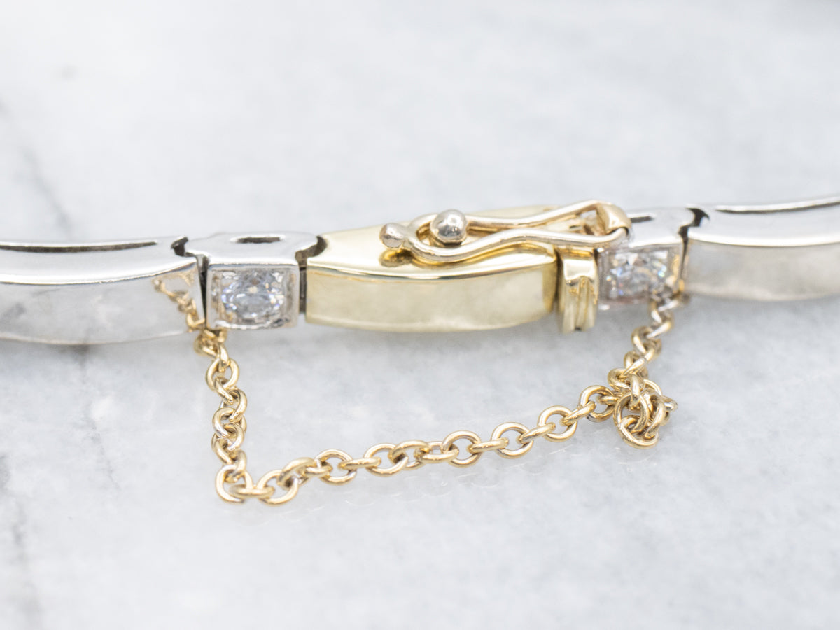 Sleek Modern Two-Tone Gold Diamond Link Bracelet