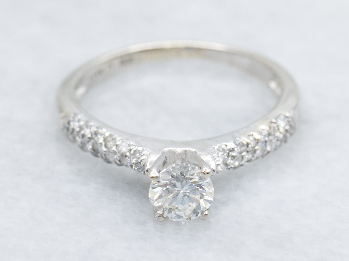 Beautiful Round Brilliant Diamond White Gold Engagement Ring