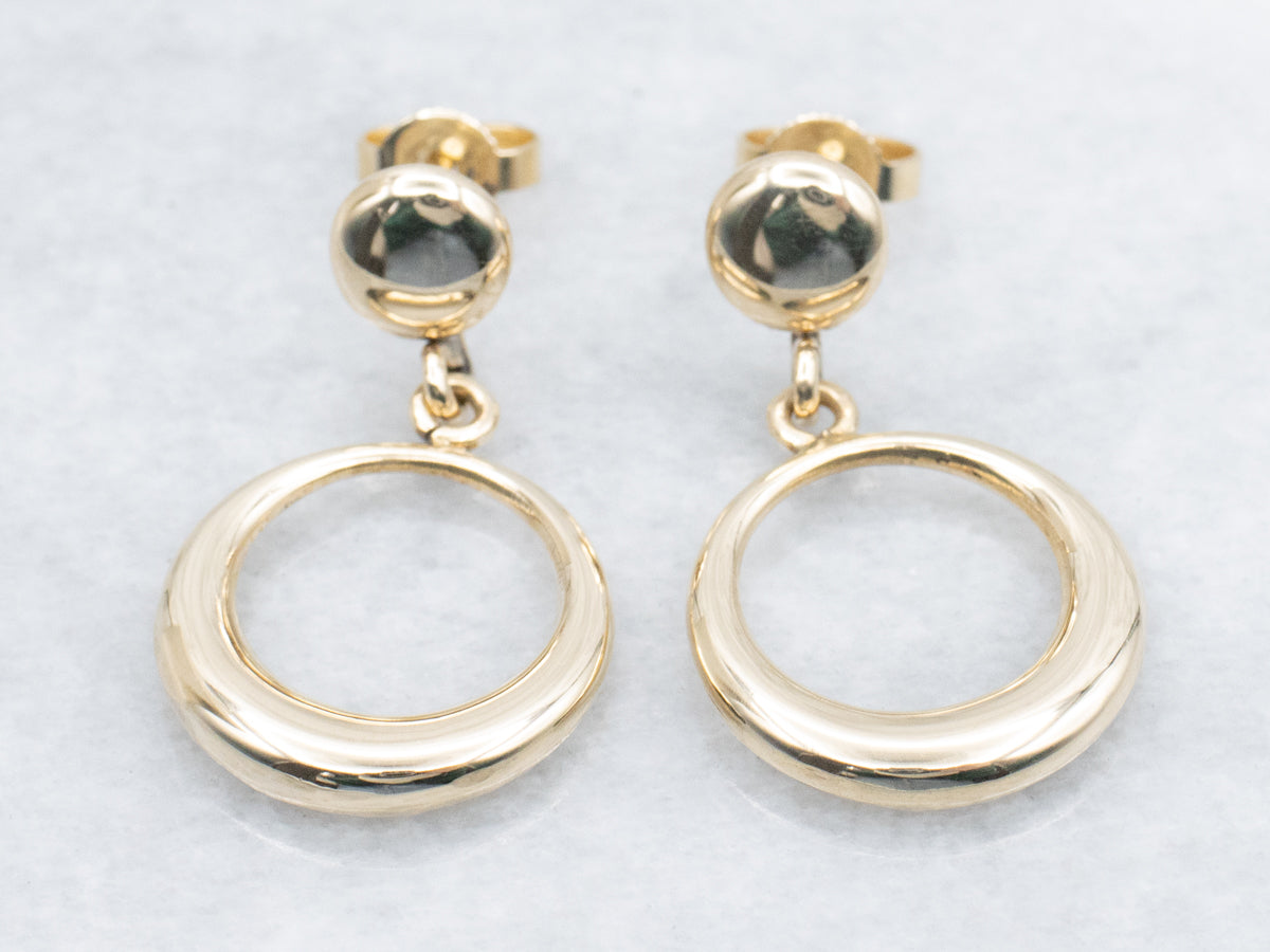 Tapered Gold Ring Circle Drop Earrings
