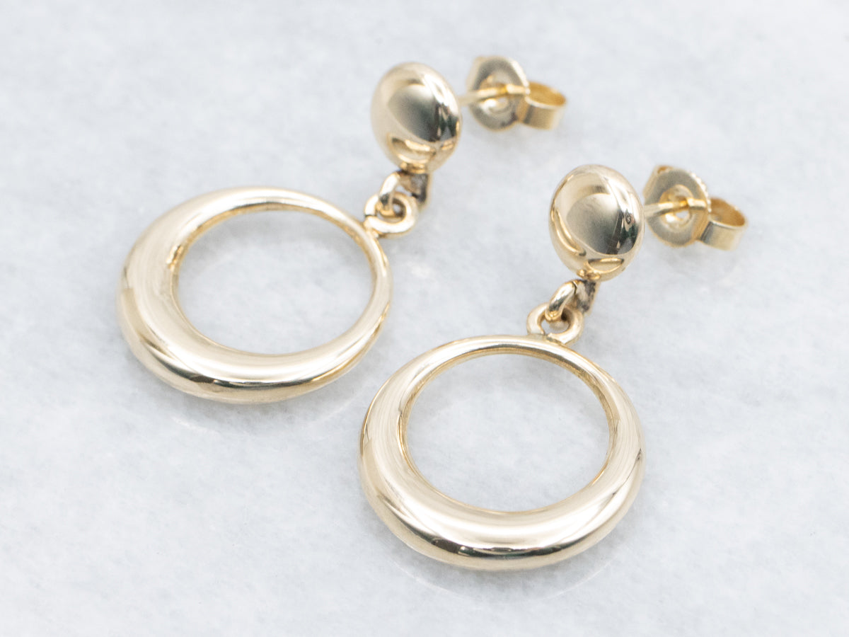 Tapered Gold Ring Circle Drop Earrings