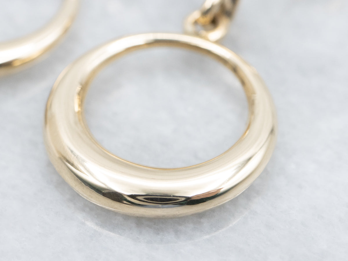 Tapered Gold Ring Circle Drop Earrings