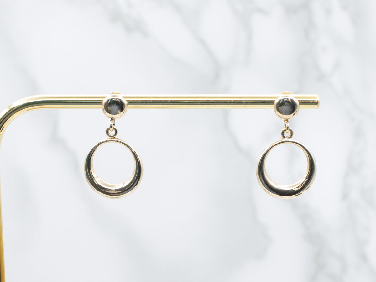 Tapered Gold Ring Circle Drop Earrings