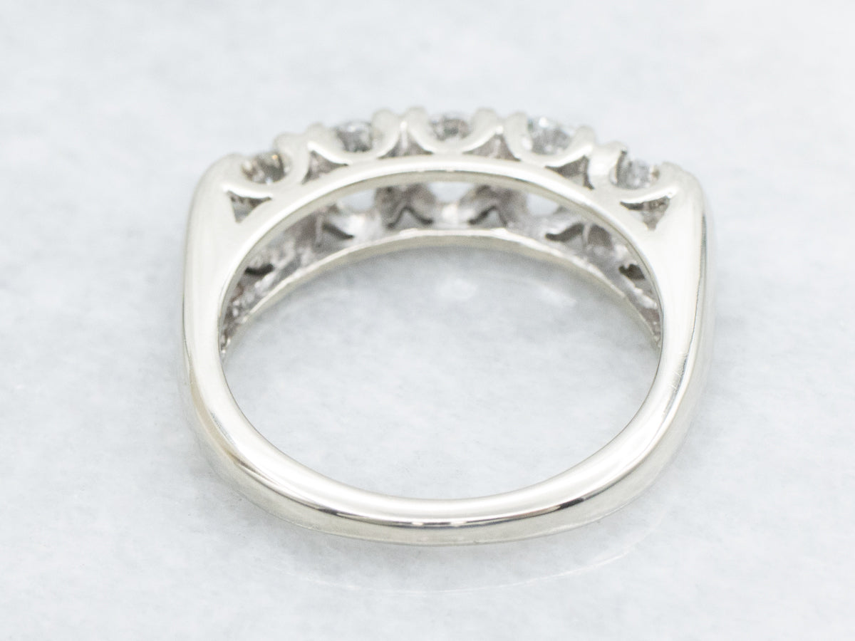 Graduated Fiver-Stone Diamond White Gold Band