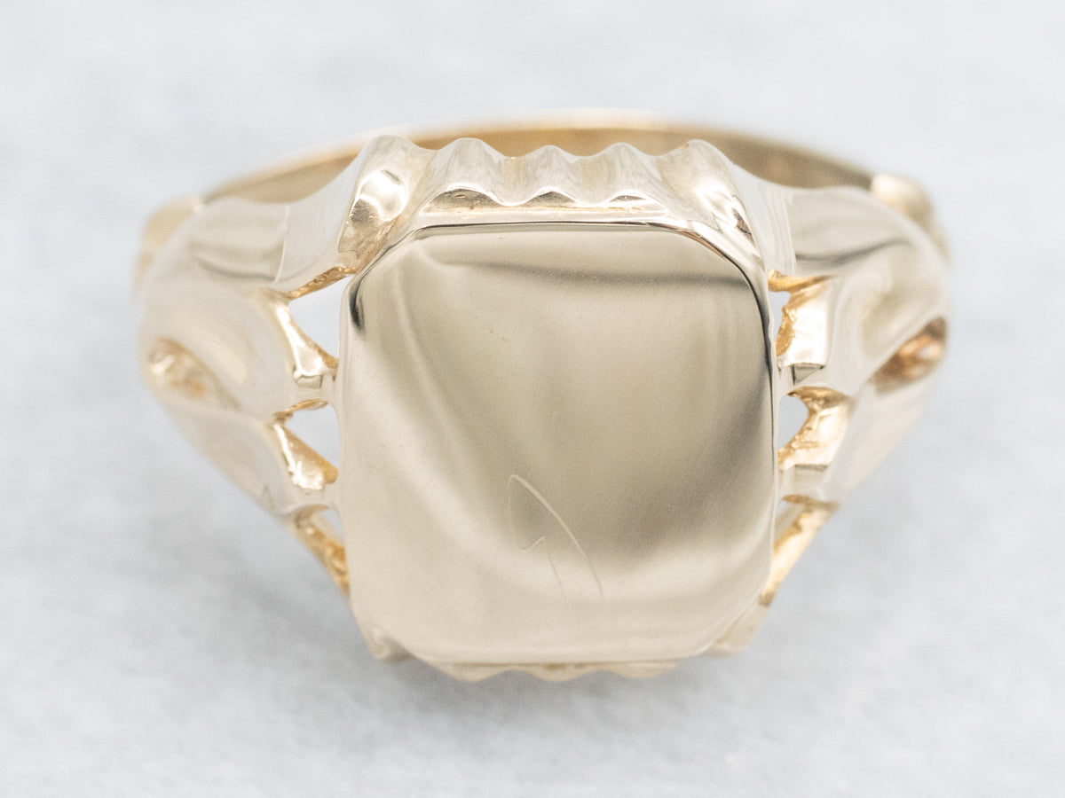 Vintage Gold Rectangle Top Signet Ring