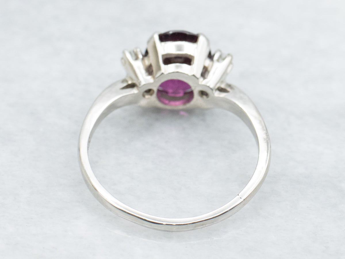 Rhodolite Garnet and Diamond White Gold Ring