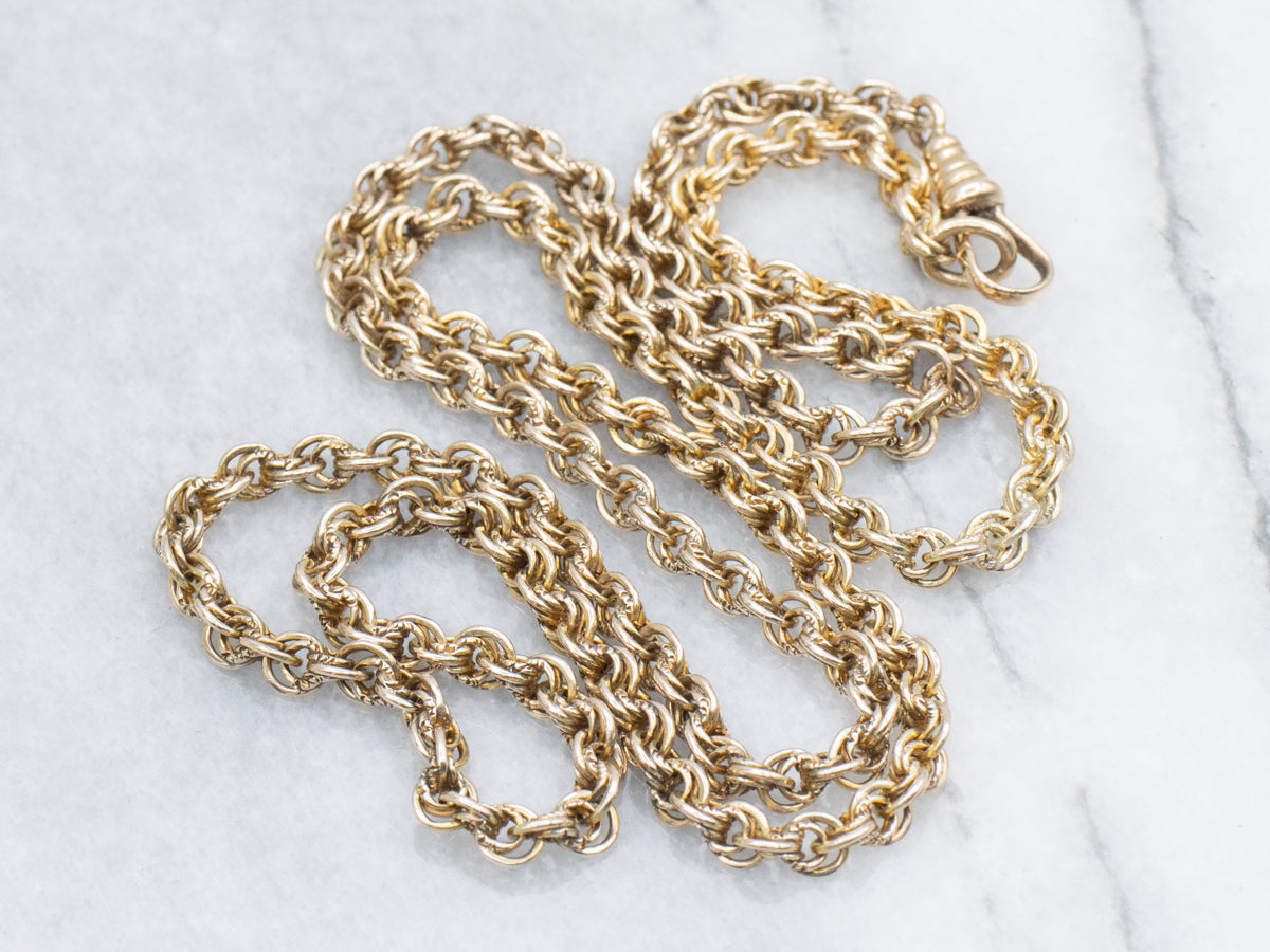 Ornate Antique Gold Link Chain with Dog-Clip Clasp