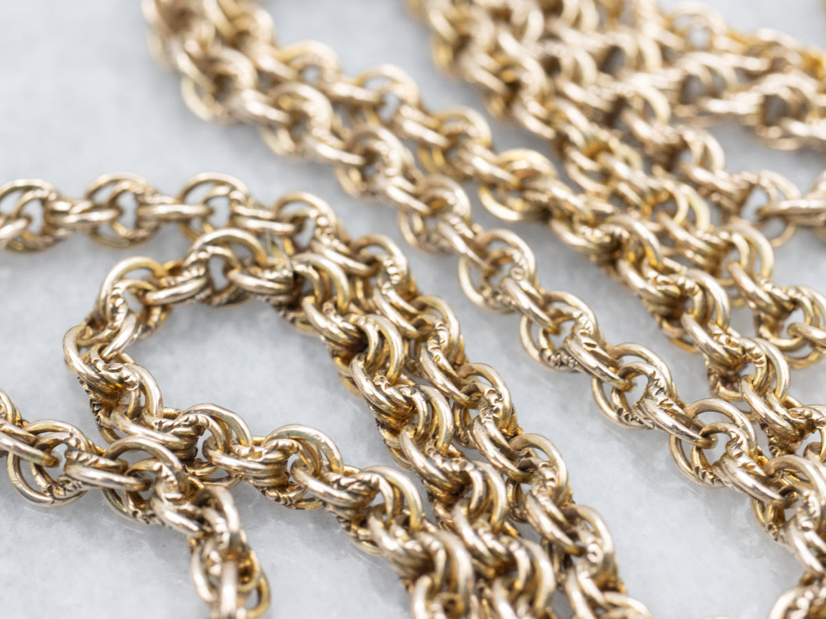 Ornate Antique Gold Link Chain with Dog-Clip Clasp