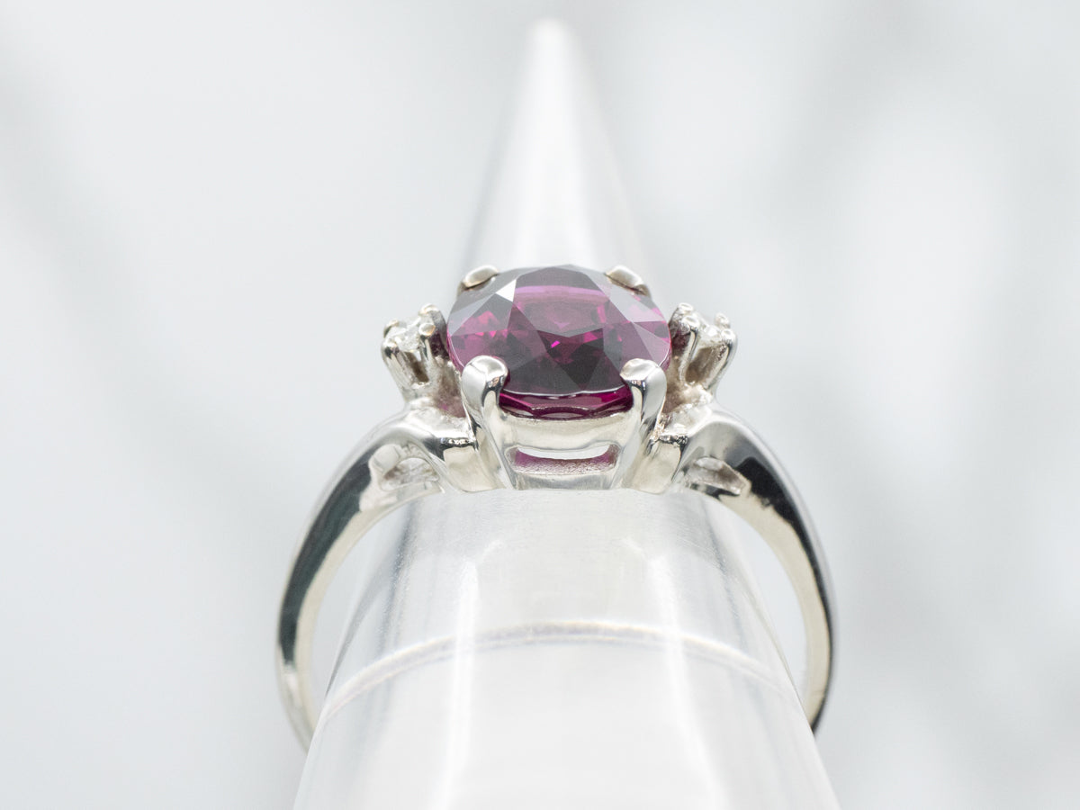Rhodolite Garnet and Diamond White Gold Ring