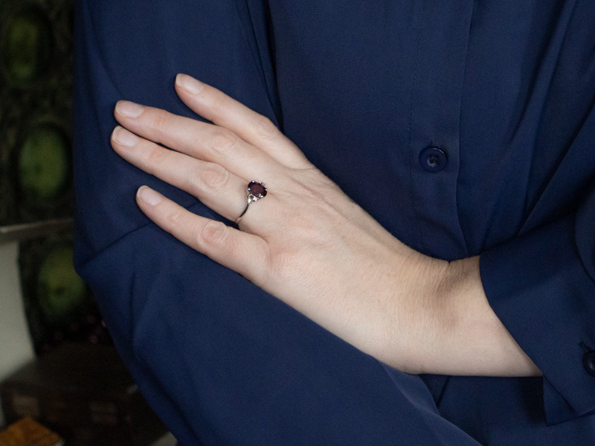 Rhodolite Garnet and Diamond White Gold Ring