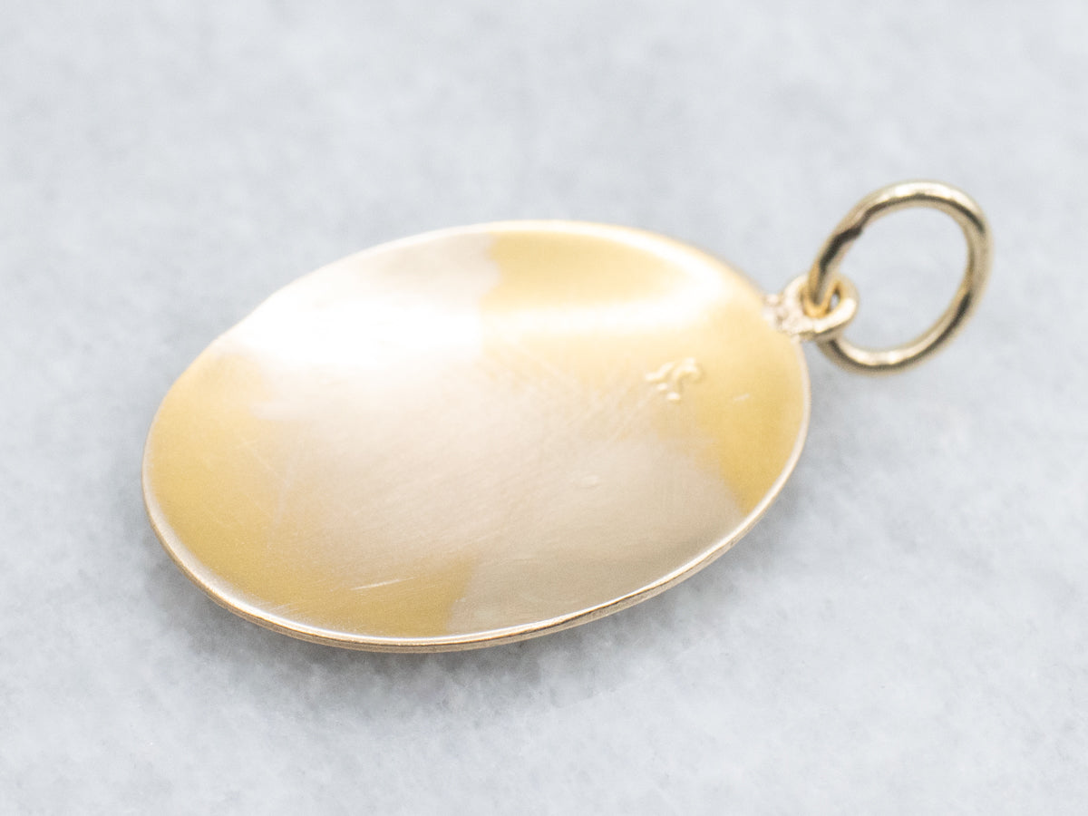 Engraved Old English Initial "B" Oval Yellow Gold Pendant