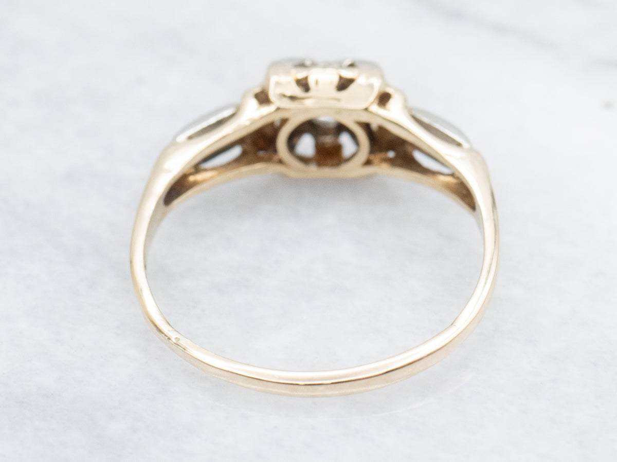 Illusion Set 1940s Diamond Engagement Ring with Etched Details