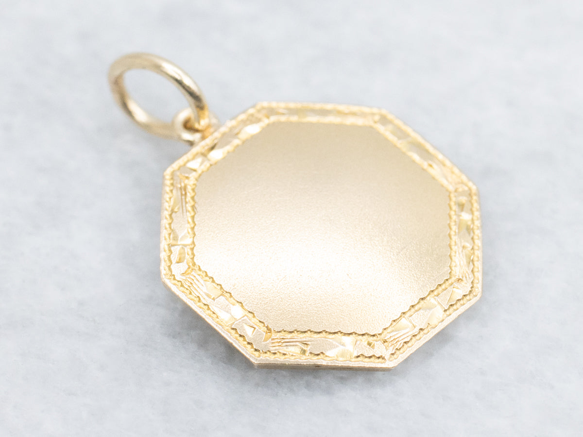 Etched Frame Gold Octagonal Cufflink Conversion Pendant
