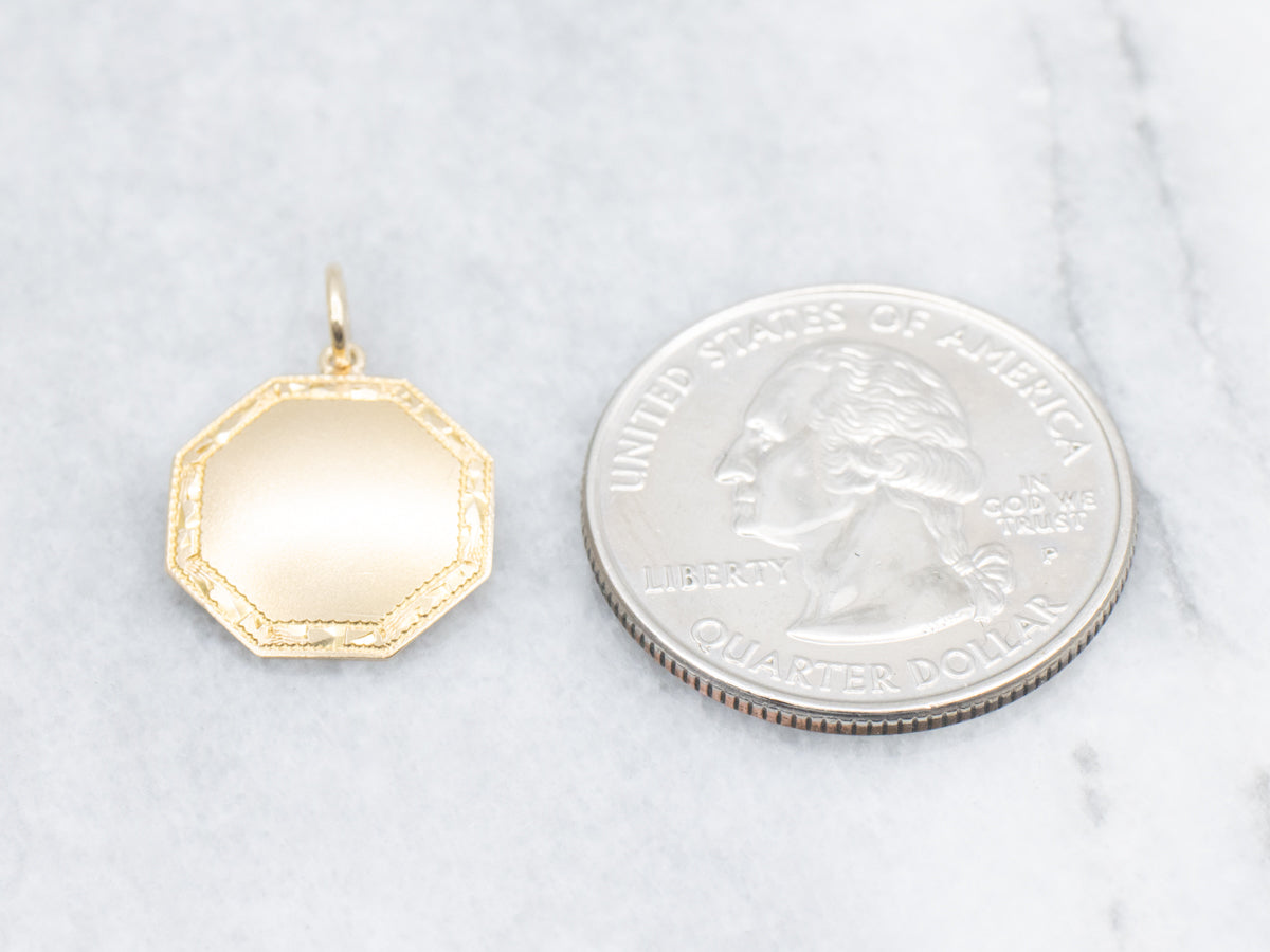 Etched Frame Gold Octagonal Cufflink Conversion Pendant