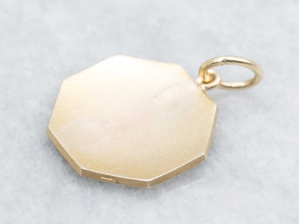 Etched Frame Gold Octagonal Cufflink Conversion Pendant