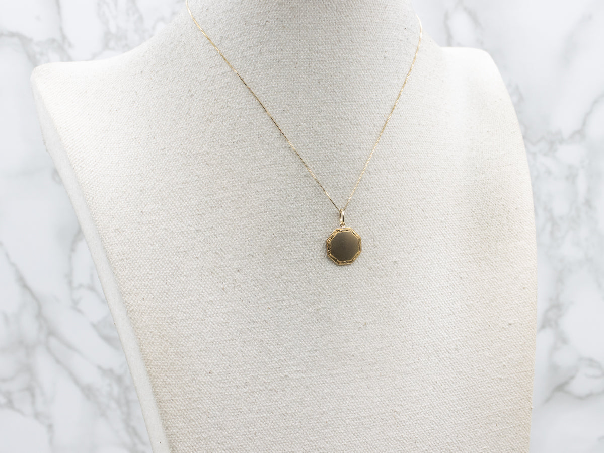 Etched Frame Gold Octagonal Cufflink Conversion Pendant