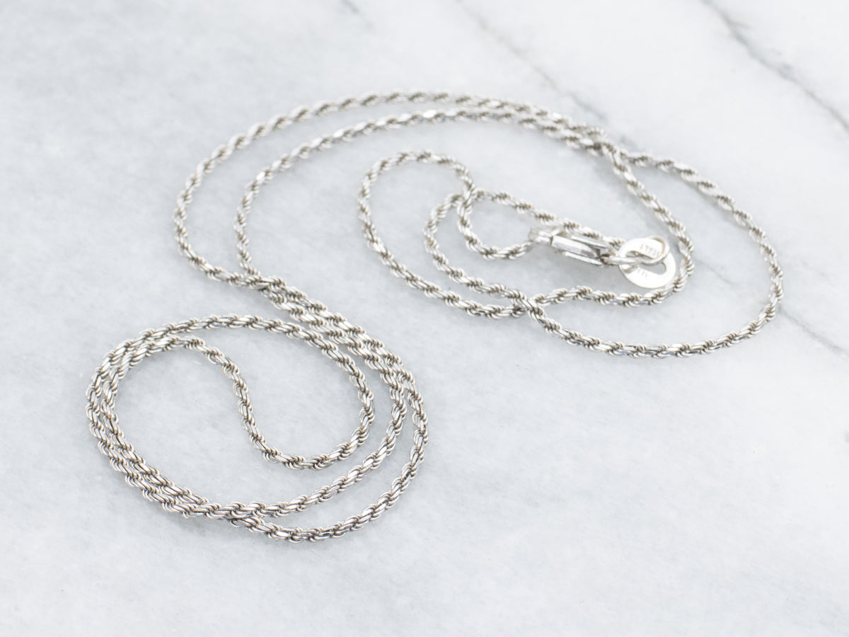 White Gold Italian Rope Chain with Lobster Clasp