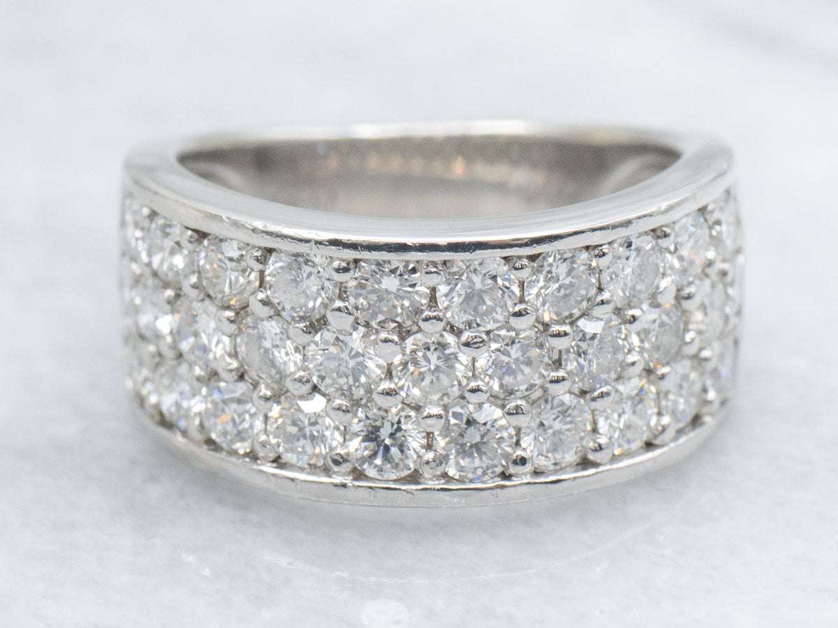 Bold Triple Row Platinum and Diamond Band