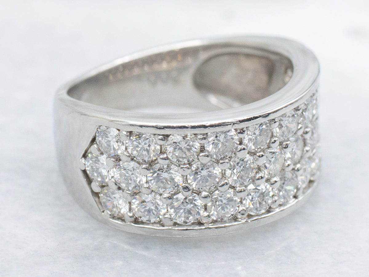 Bold Triple Row Platinum and Diamond Band