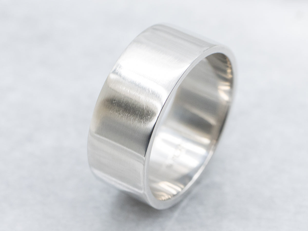 Simple Wide Polished Platinum Band