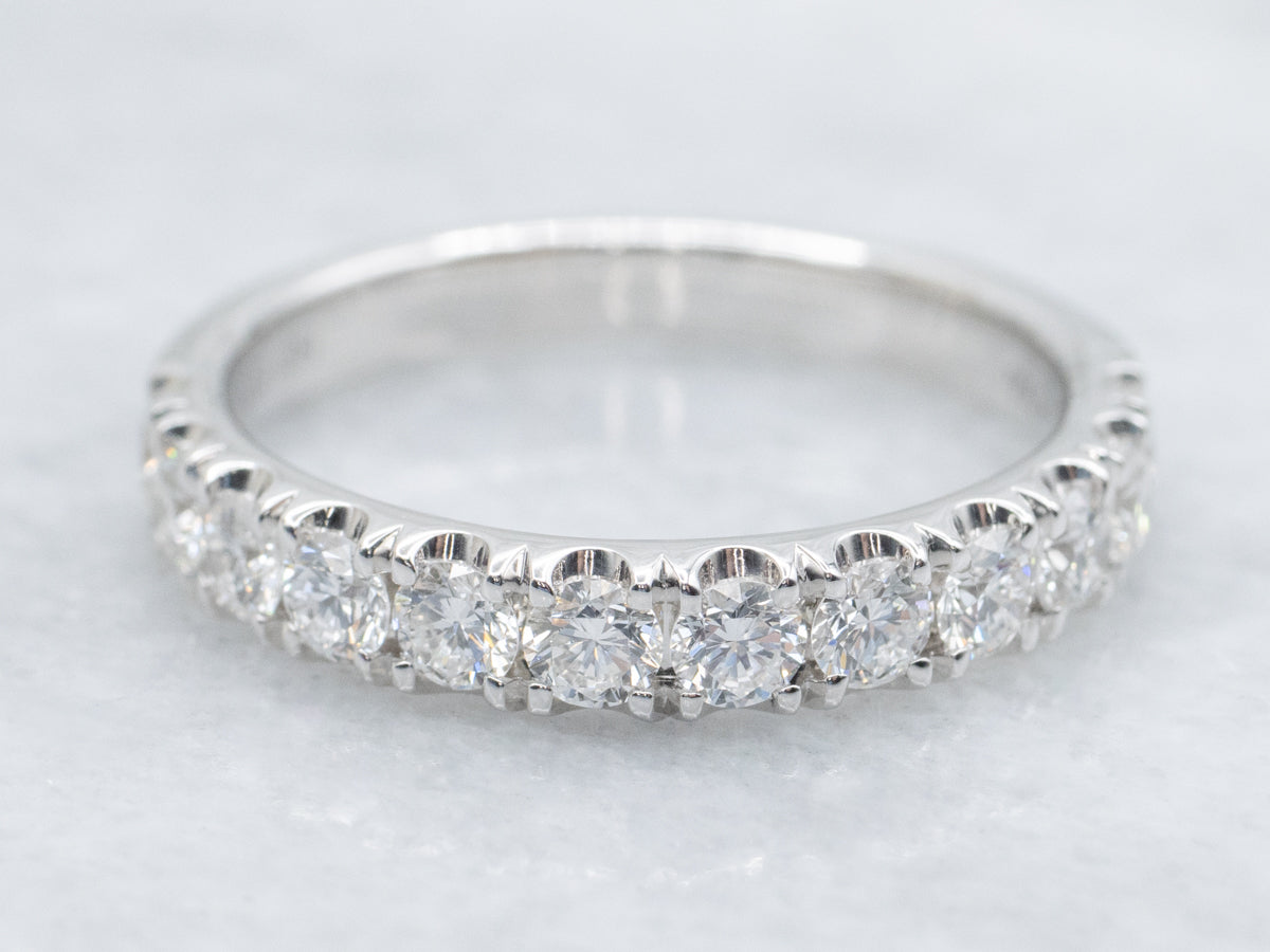 Round Brilliant Diamond and Platinum Wedding Band