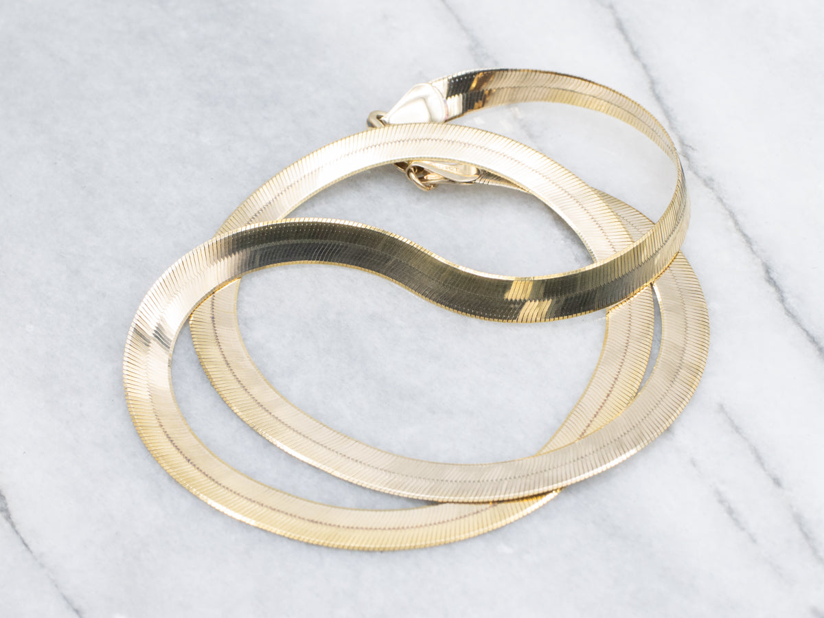 Yellow Gold Herringbone Chain with Lobster Clasp