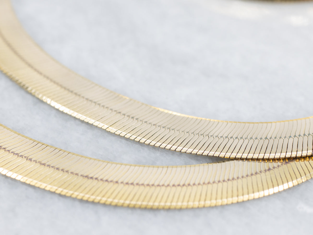 Yellow Gold Herringbone Chain with Lobster Clasp
