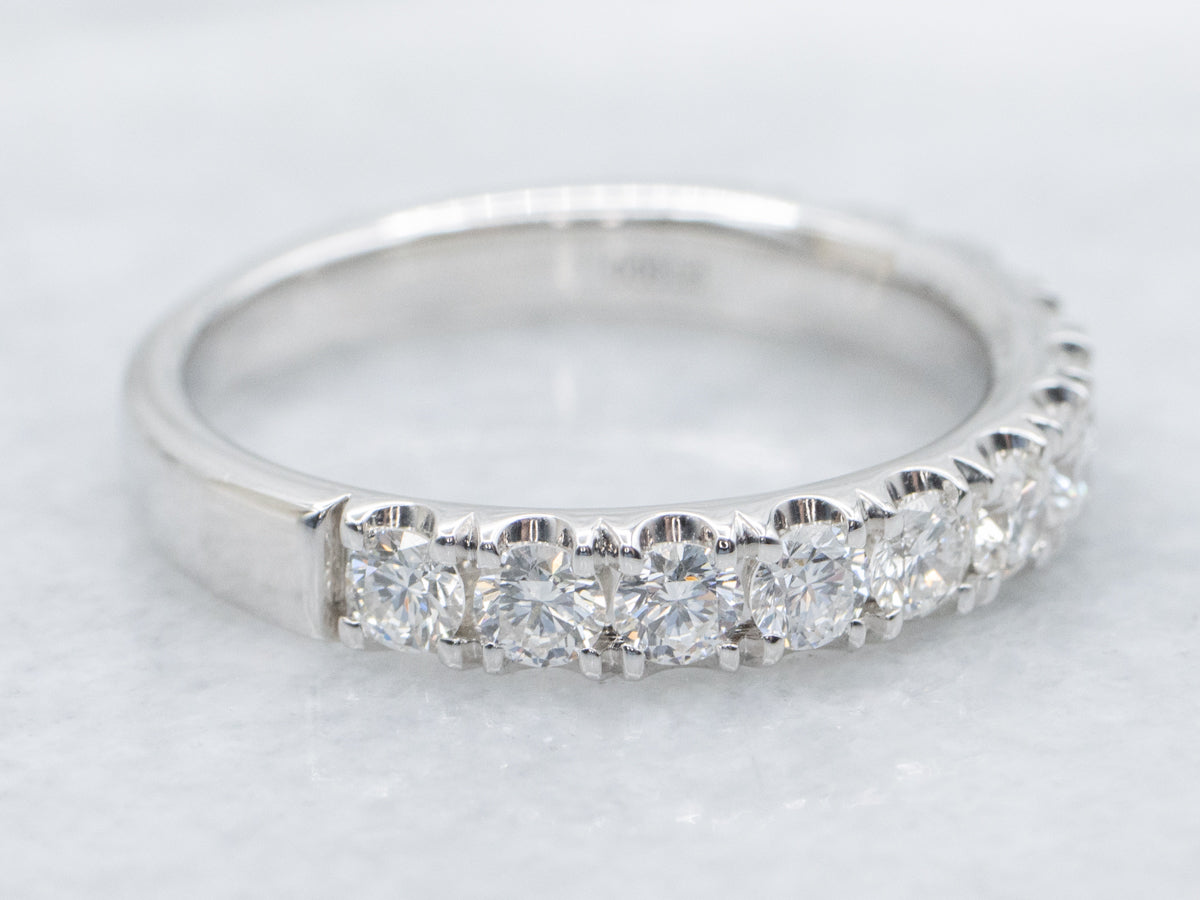 Round Brilliant Diamond and Platinum Wedding Band