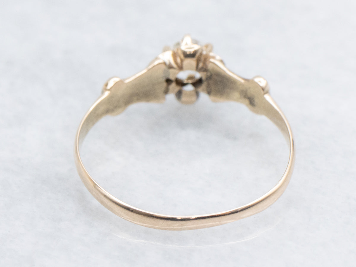 Antique Buttercup Set Old Mine Cut Diamond Engagement Ring