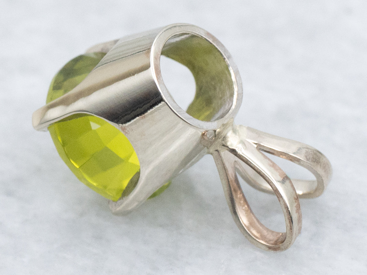 Round-Cut Peridot White Gold Pendant