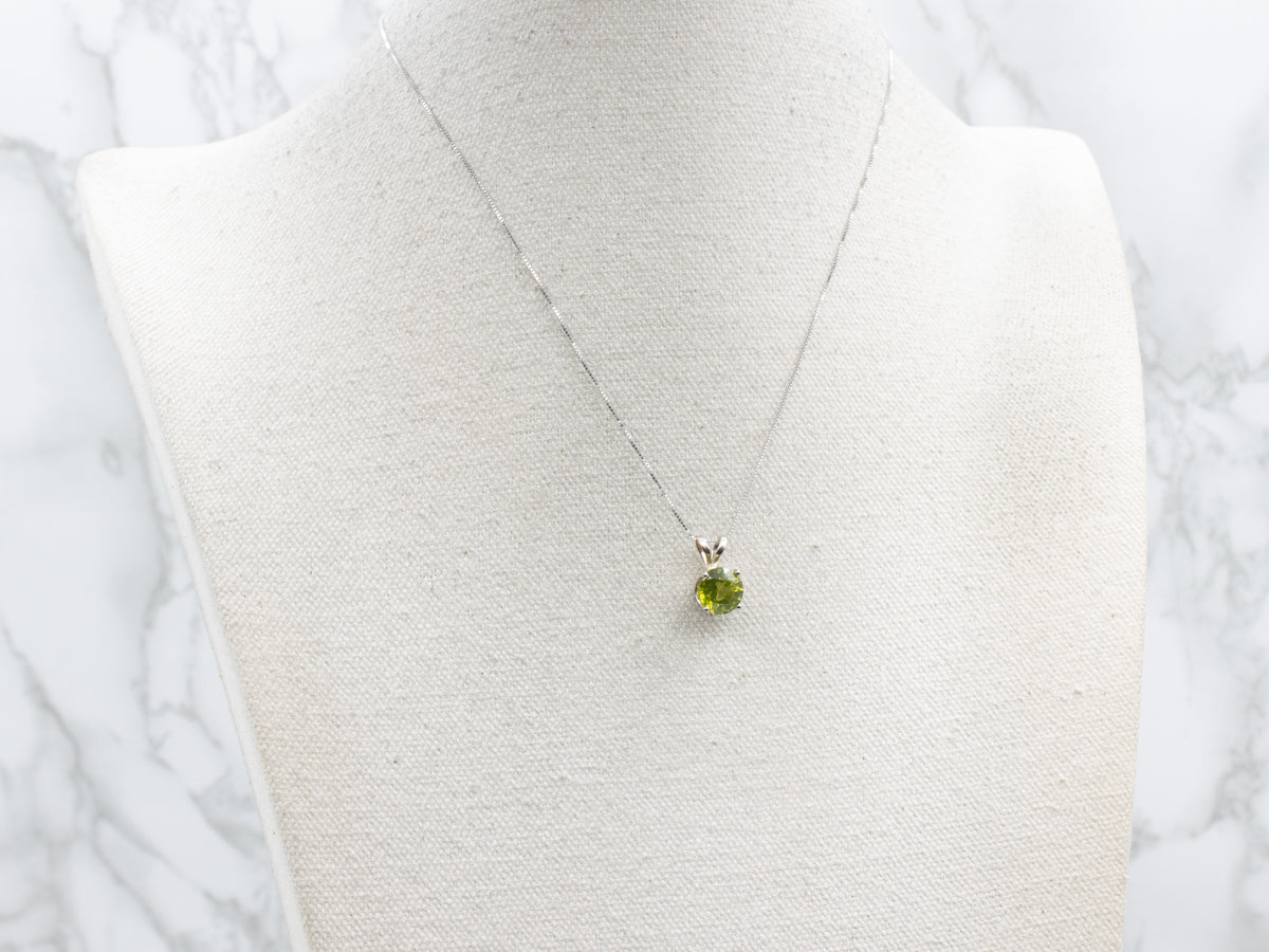 Round-Cut Peridot White Gold Pendant