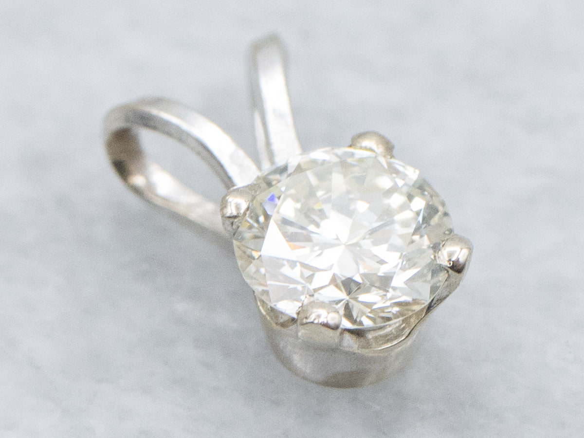 White Gold Round Brilliant Diamond Solitaire Pendant