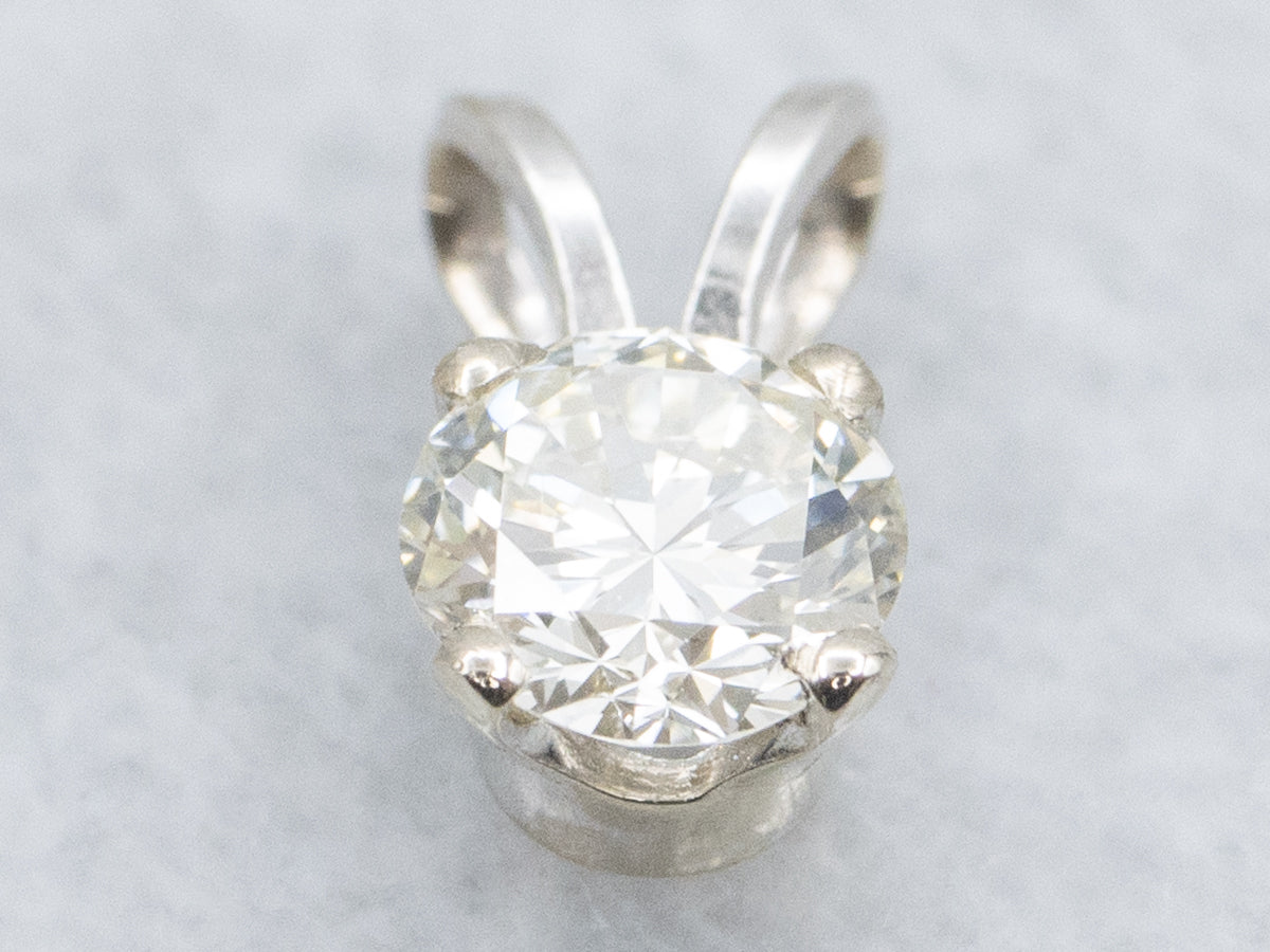 White Gold Round Brilliant Diamond Solitaire Pendant