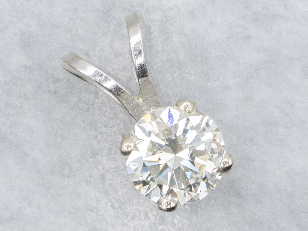 White Gold Round Brilliant Diamond Solitaire Pendant
