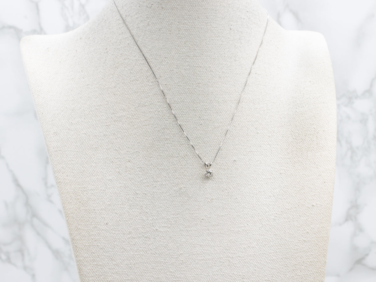 White Gold Round Brilliant Diamond Solitaire Pendant