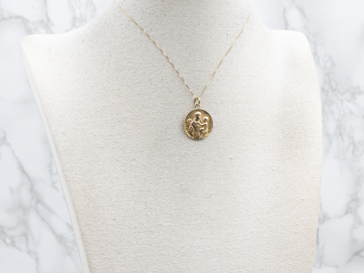 Saint Joseph Religious Medal Gold Pendant
