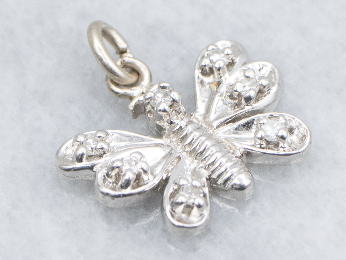 Sparkling White Gold Diamond Butterfly Pendant