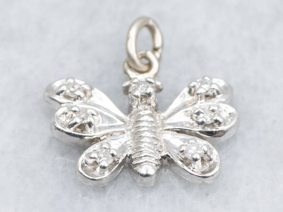 Sparkling White Gold Diamond Butterfly Pendant