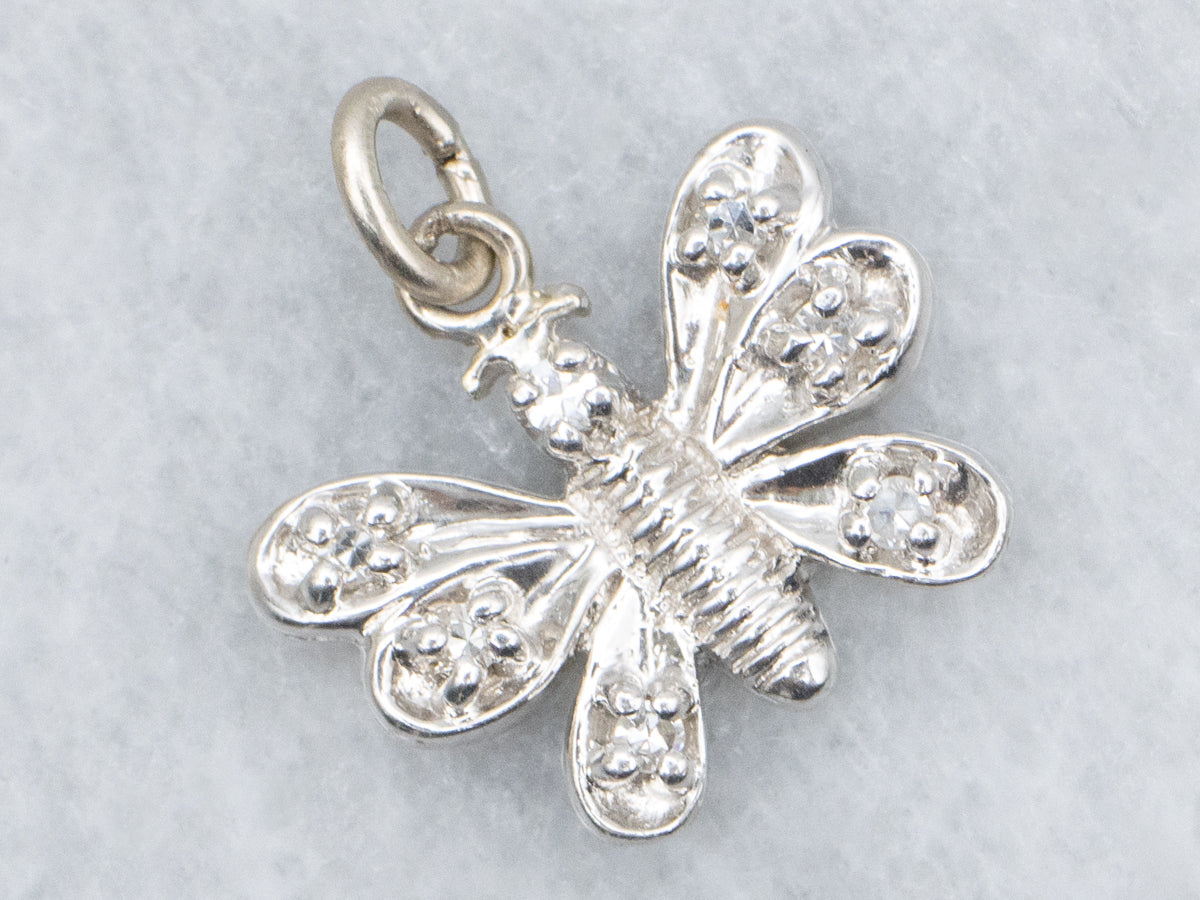 Sparkling White Gold Diamond Butterfly Pendant