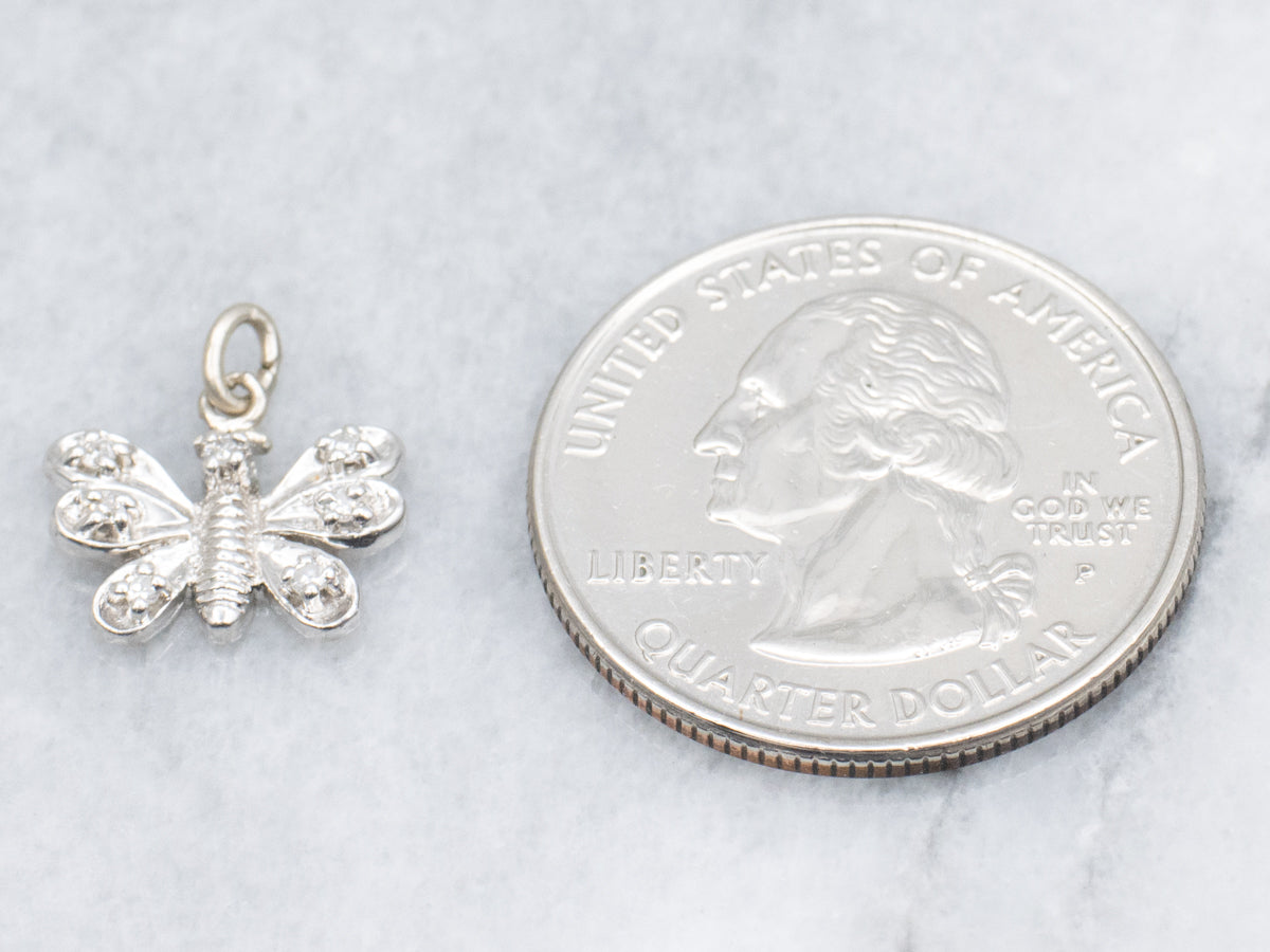 Sparkling White Gold Diamond Butterfly Pendant