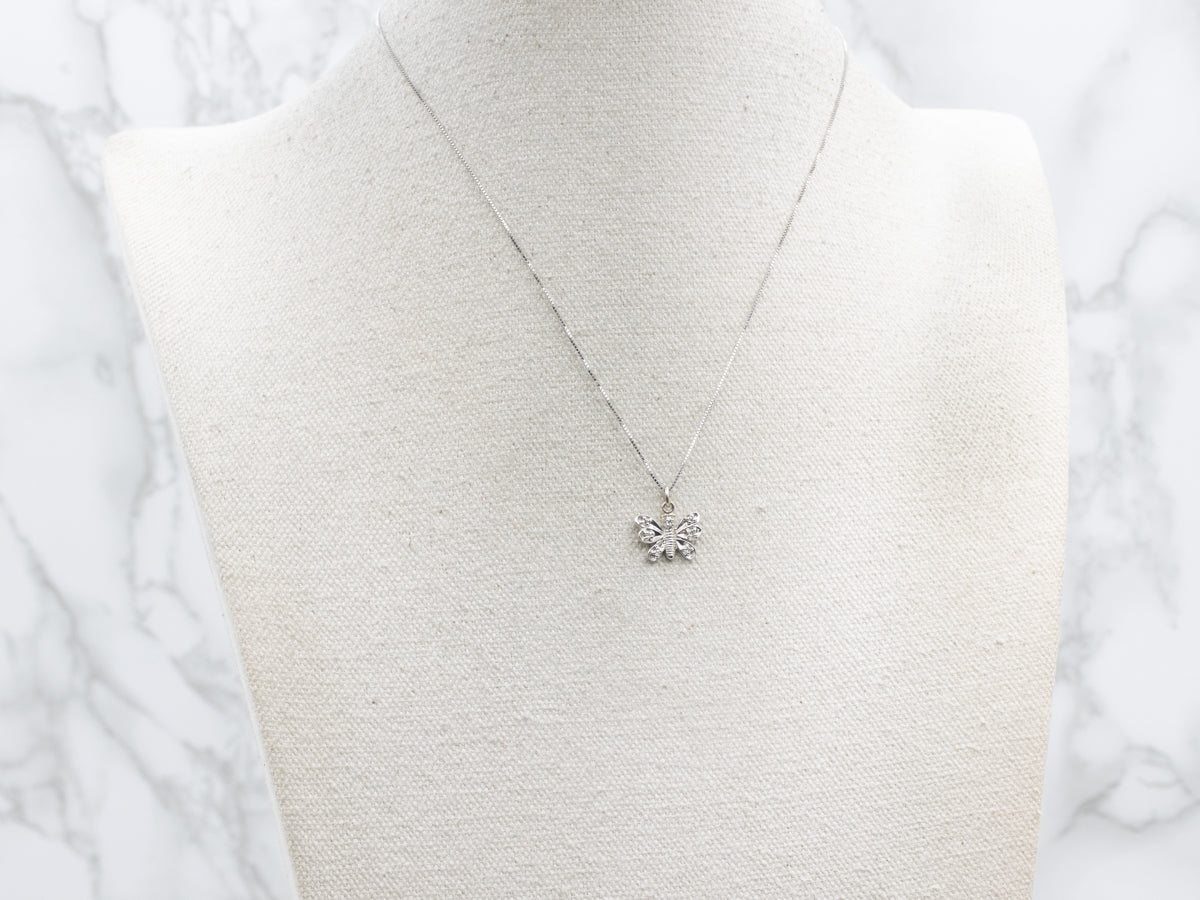 Sparkling White Gold Diamond Butterfly Pendant