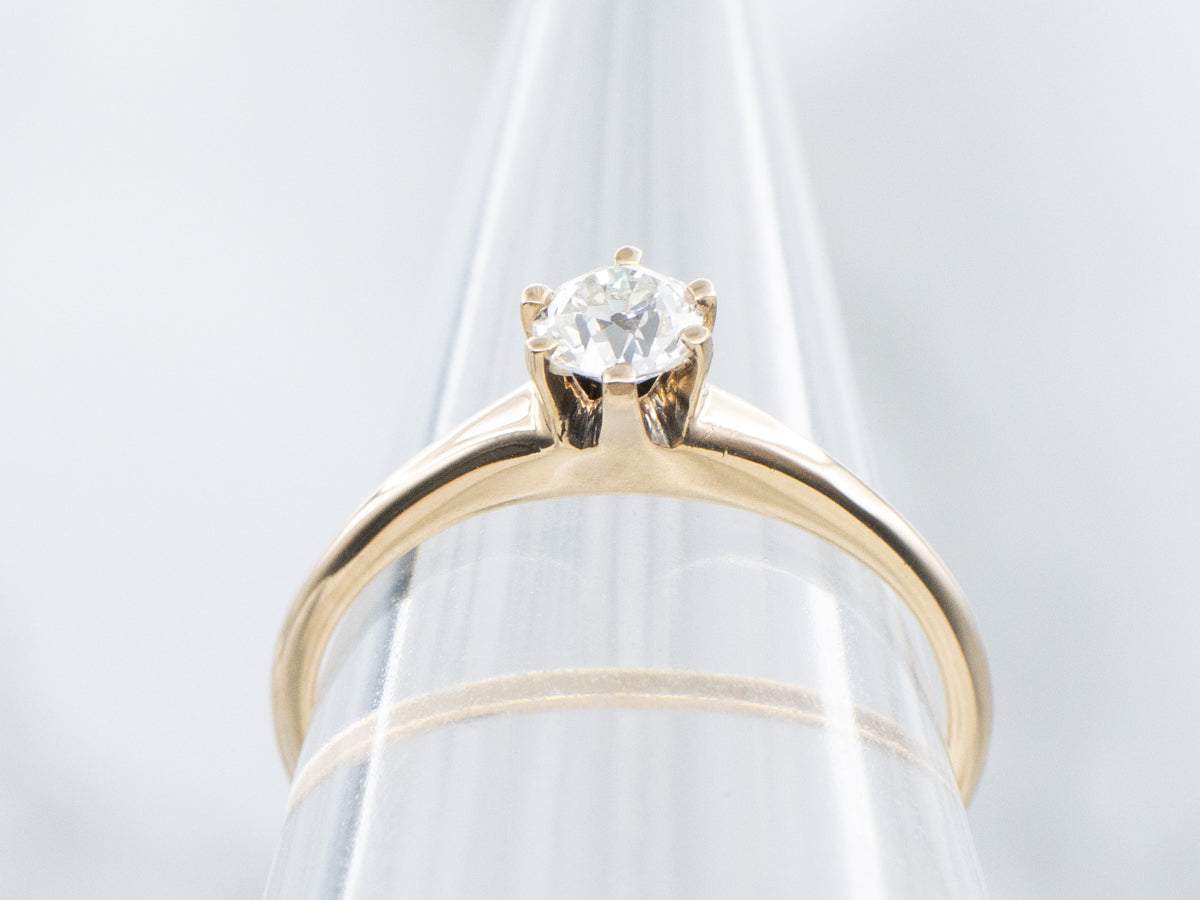 Six-Prong Antique Old European Cut Diamond Solitaire Engagement Ring