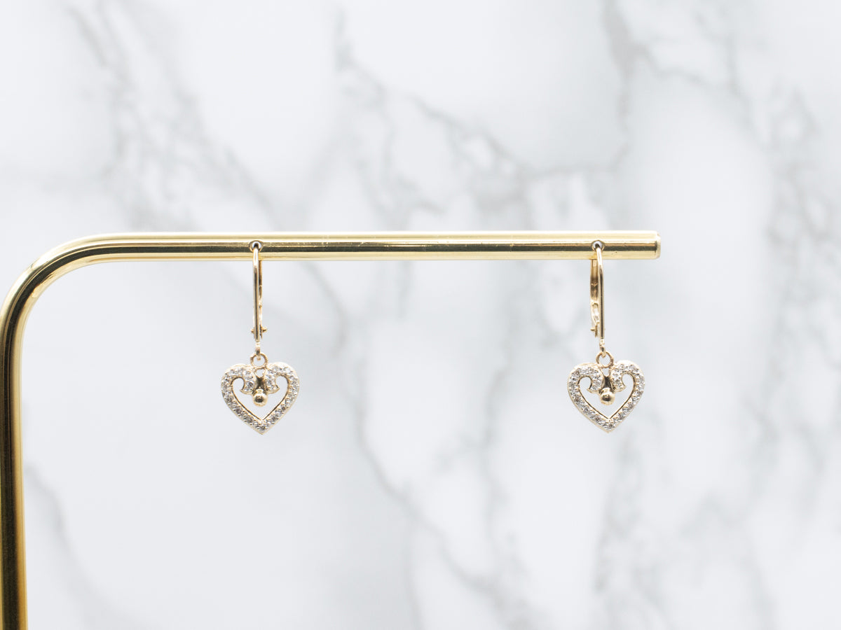 Sparkling Sweetheart Diamond Drop Earrings