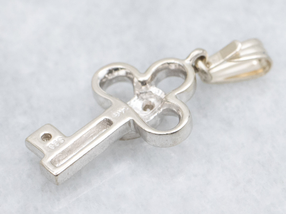 White Gold Diamond Key Charm Pendant