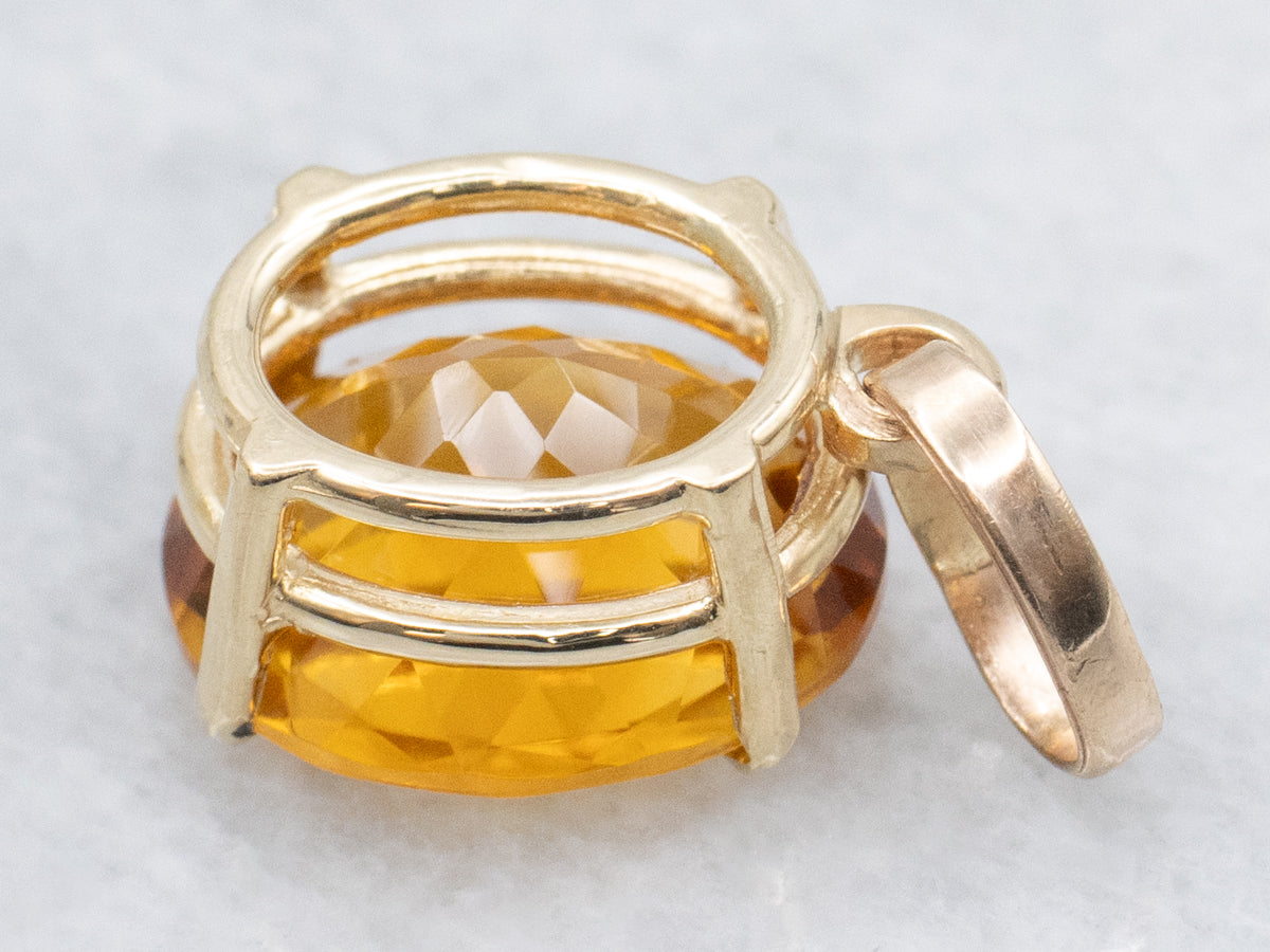 Oval-Cut Citrine Yellow Gold Pendant