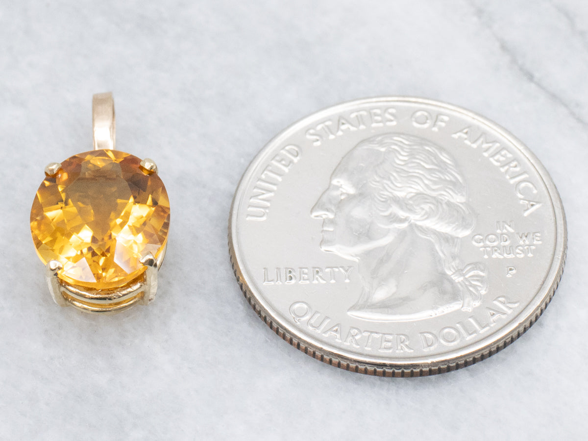 Oval-Cut Citrine Yellow Gold Pendant