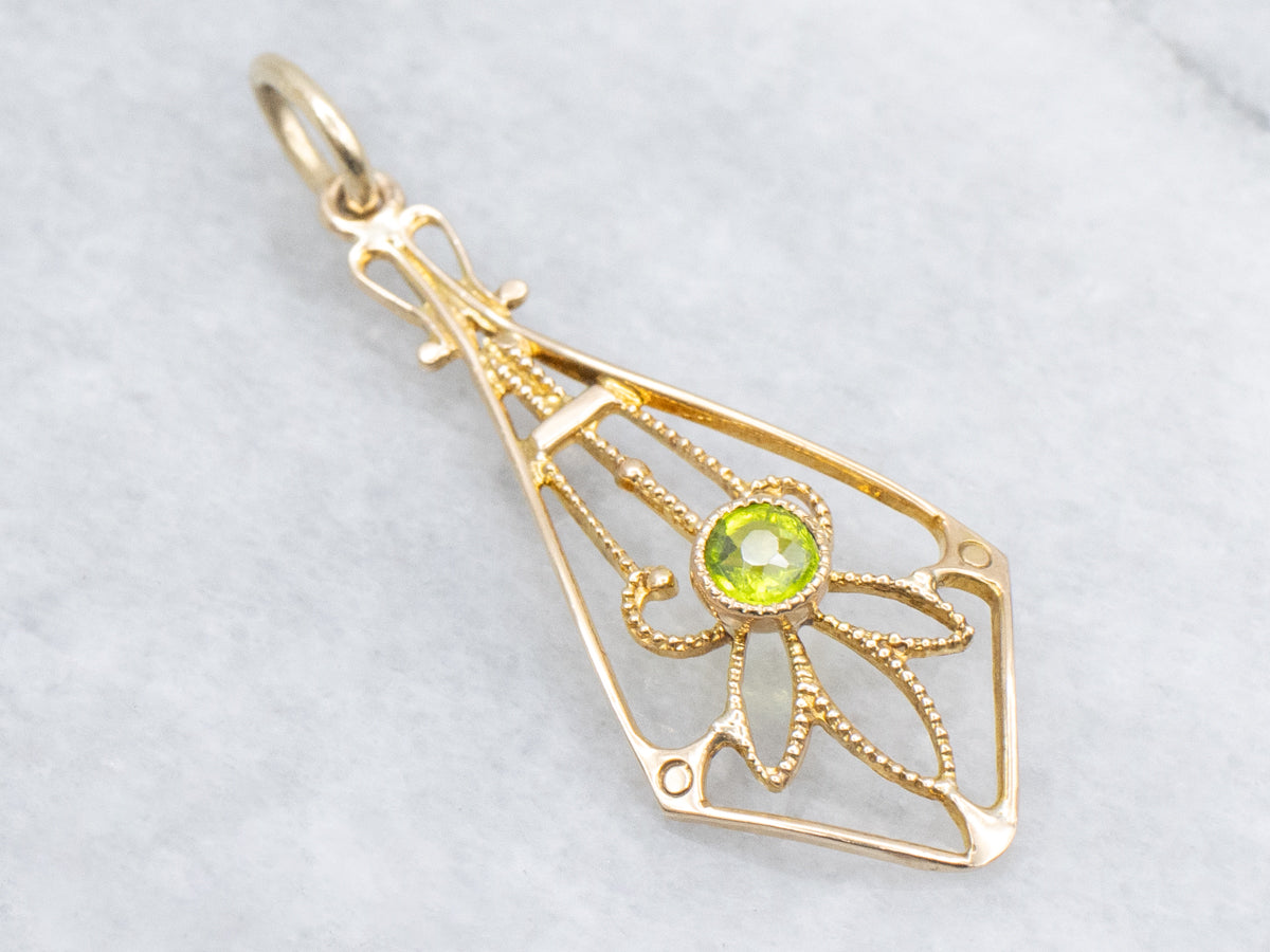 Bezel-Set Peridot Yellow Gold Lavalier Pendant