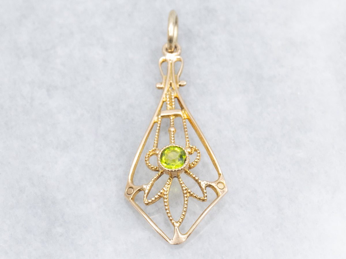 Bezel-Set Peridot Yellow Gold Lavalier Pendant
