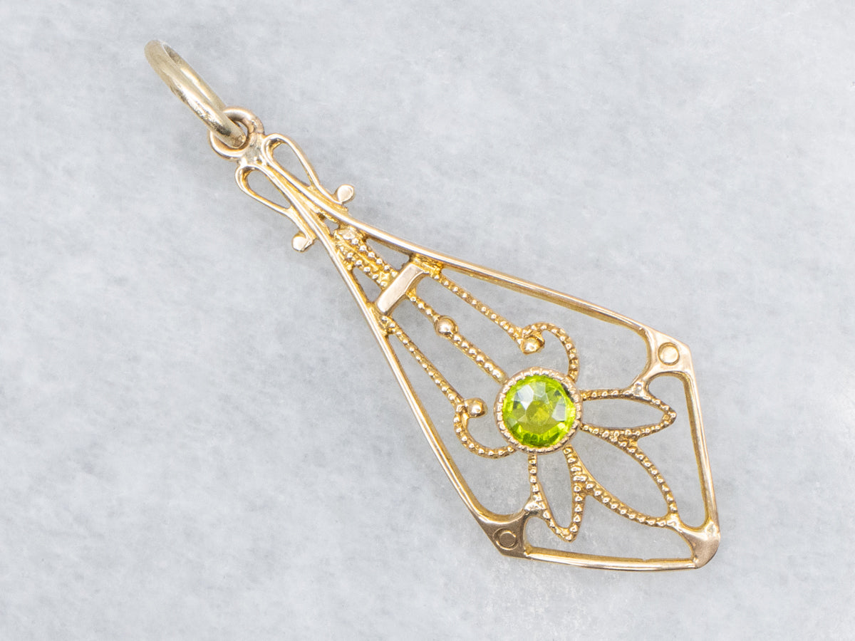 Bezel-Set Peridot Yellow Gold Lavalier Pendant
